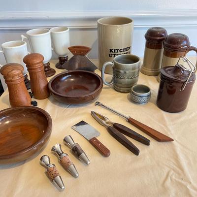 MCM & Contemporary Wood, Teak, Pottery Kitchen Lot