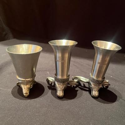 Gilde Zinn Pewter Cups with Pewter Animal Shot Glasses (BP-MG)