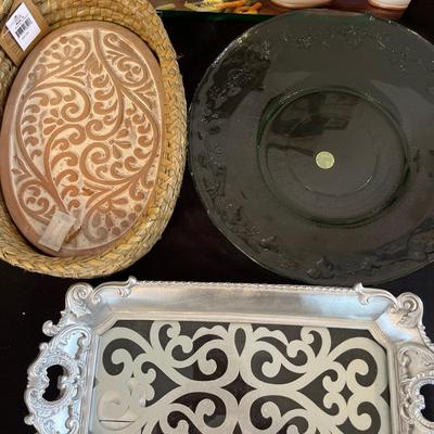 NIB ceramic canisters, terra-cotta bread warmer NIB, warmer, platters