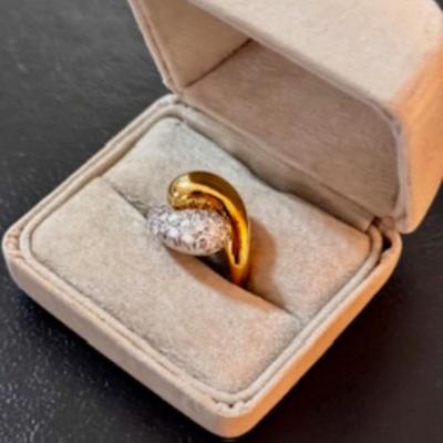 Diamond Knot Dome J 18K Pave -Size 6
