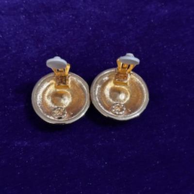 Swaroski Gold Tone Clip on Earrings
