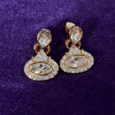 Swaroski Gold Tone Drop Clip on Earrings