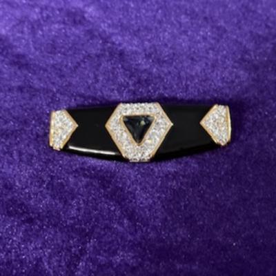 Swaroski S.A.L Black Enamel Bar Pin