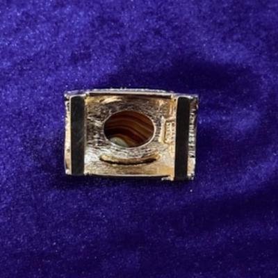 Ciner Gold Tone Tiger Eye Scarf Ring
