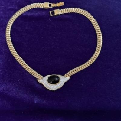 Vintage Panneta Rhinestone Gold Tone Necklace