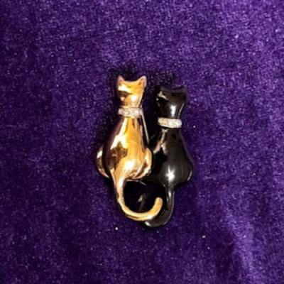 Vintage Panetta Enamel Rhinestone Brooch