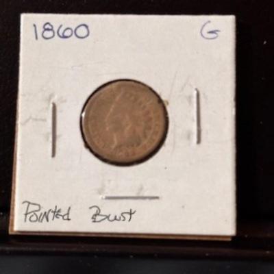 1860 Indian Head Penny (Civil War Years) Pointed Bust