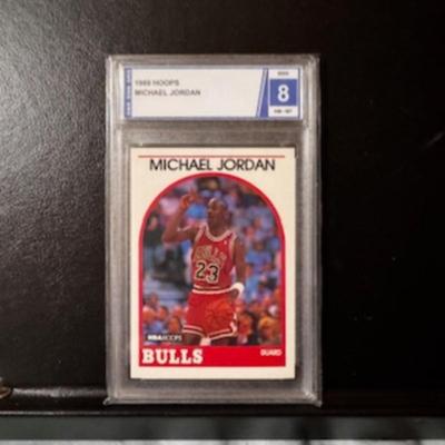 1989 NBA Hoops Michael Jordan Card Graded 8