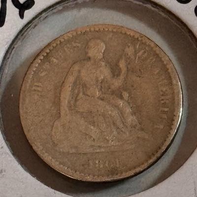 1861 Seated Liberty Half Dime