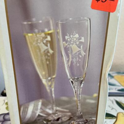 Two 6 bottle wine holders NIB & glasses