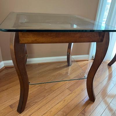 Pair of Glass Top End Tables 2 Tiers