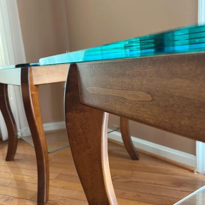 Pair of Glass Top End Tables 2 Tiers