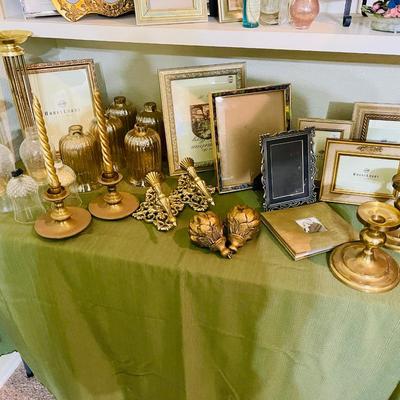 Gold Candle and frame Lot
