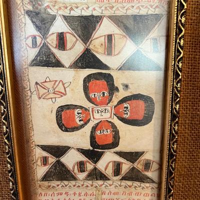 Vintage Ethiopian Prayer Scrolls Professionally Framed - 6.5 FEET TALL