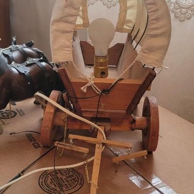Vintage covered wagon lamp
