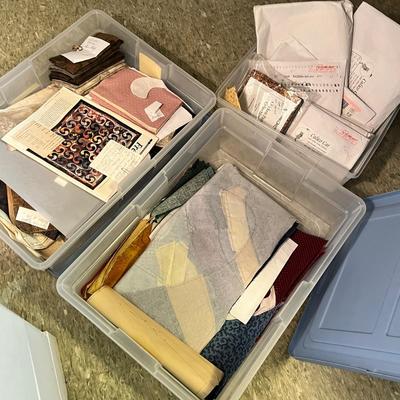 Lot 127 3 totes of quilting items