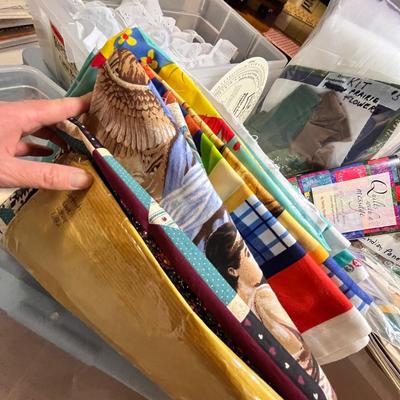 Lot 129 3 small totes of sewing.