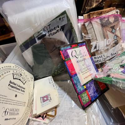 Lot 129 3 small totes of sewing.
