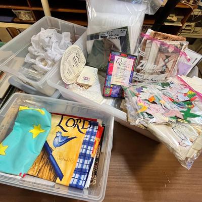 Lot 129 3 small totes of sewing.