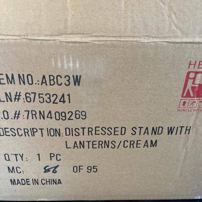 NIB distressed lantern, stand, Pier One “hello” frame, box, lantern