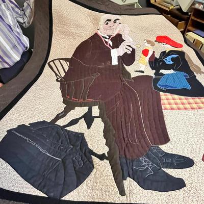 Lot 130 Norman Rockwell Quilt displays