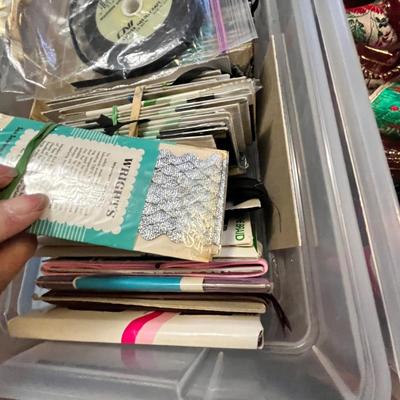 Lot 143 3 small totes of sewing supplies