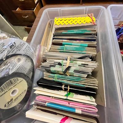 Lot 143 3 small totes of sewing supplies