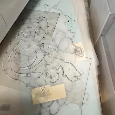 Lot 153 Tote of stencils & other