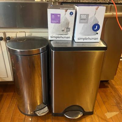 Two Stainless Steel Garbage Bins, incl. Simple Human (K-MG)