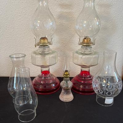 Vintage oil lamps & hurricanes