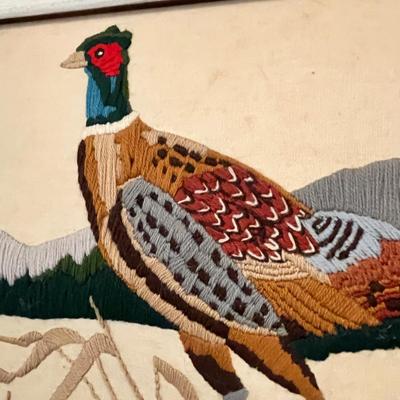 Lot 194 Vintage Crewel Pheasant