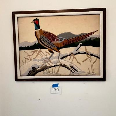 Lot 194 Vintage Crewel Pheasant