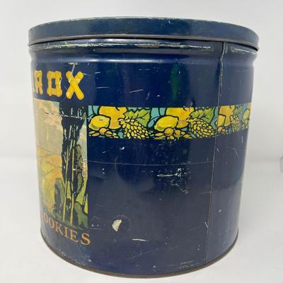 Vintage Calirox 9.5” Tall Lidded Tin