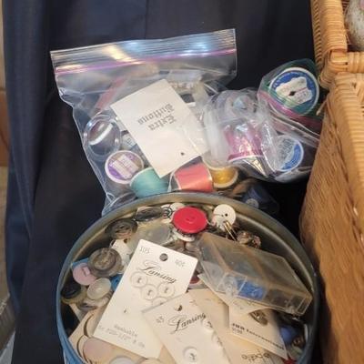 Sewing basket full of goodies