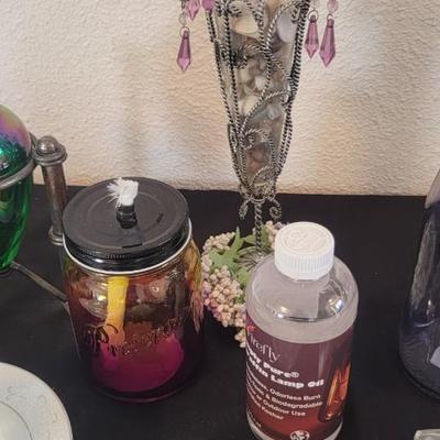 Oil lamp multiples and vase