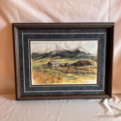 Mountainous Water Color Scene by Roberta Bachma (B3-DZ)