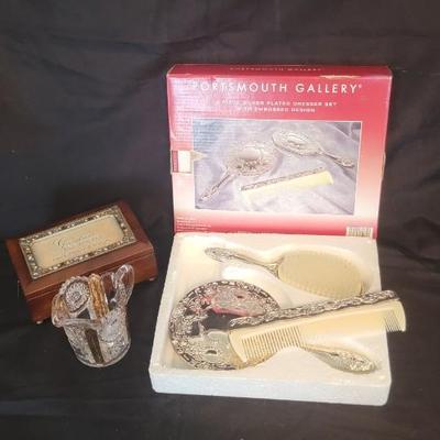 Dresser set, music box, pitcher