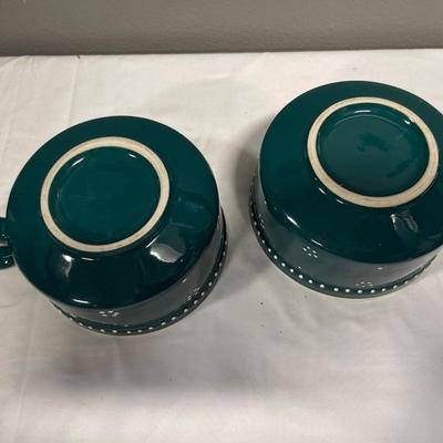 2 green soup mugs