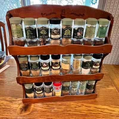 Lot 283 Vintage spice rack w/ jars