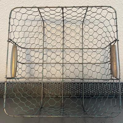 Large metal tray and chicken wire basket