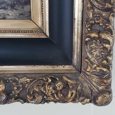 Mountain Lake Painting in an Ornate Frame (SR-KD)