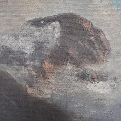 Mountain Lake Painting in an Ornate Frame (SR-KD)