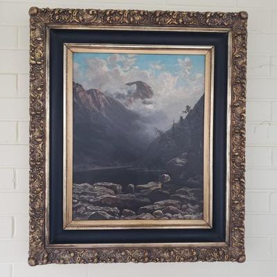 Mountain Lake Painting in an Ornate Frame (SR-KD)