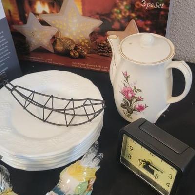 Grape milk glass plates, Dublin carafe, plus