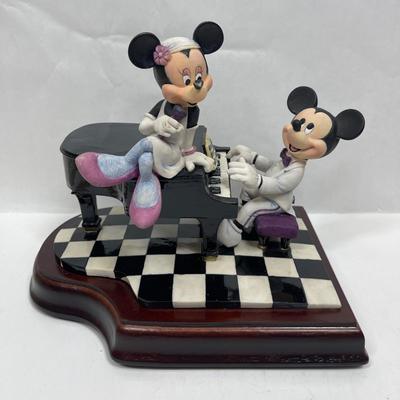 Schmid Disney Mickey and Minnie Piano Lounge Porcelain Music Box Figurine limited edition