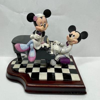 Schmid Disney Mickey and Minnie Piano Lounge Porcelain Music Box Figurine limited edition