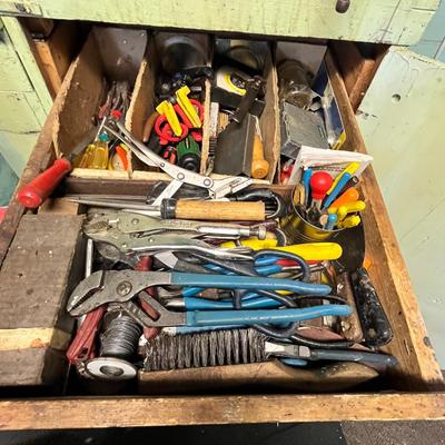 Lot 336 Drawer of tools & hardware