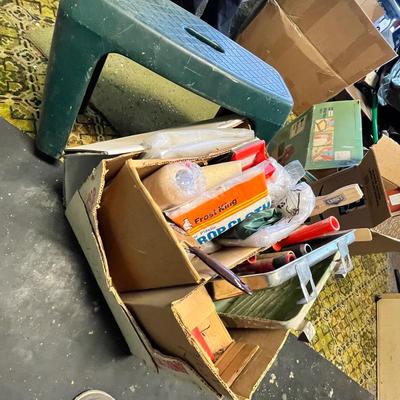 Lot 343 Step stool & painting supplies