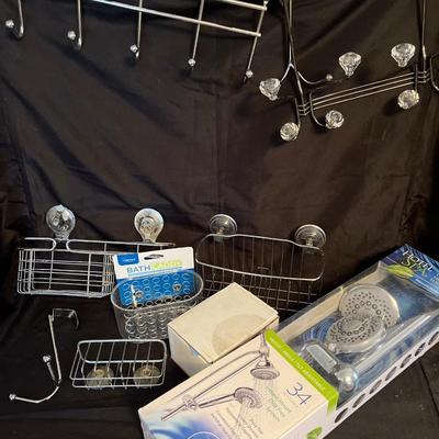 Shower, head, bath, accessories, and over door hooks