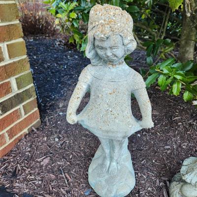 Lot of 3 Pcs Concrete Yard Art Child Mushroom Rabbir
